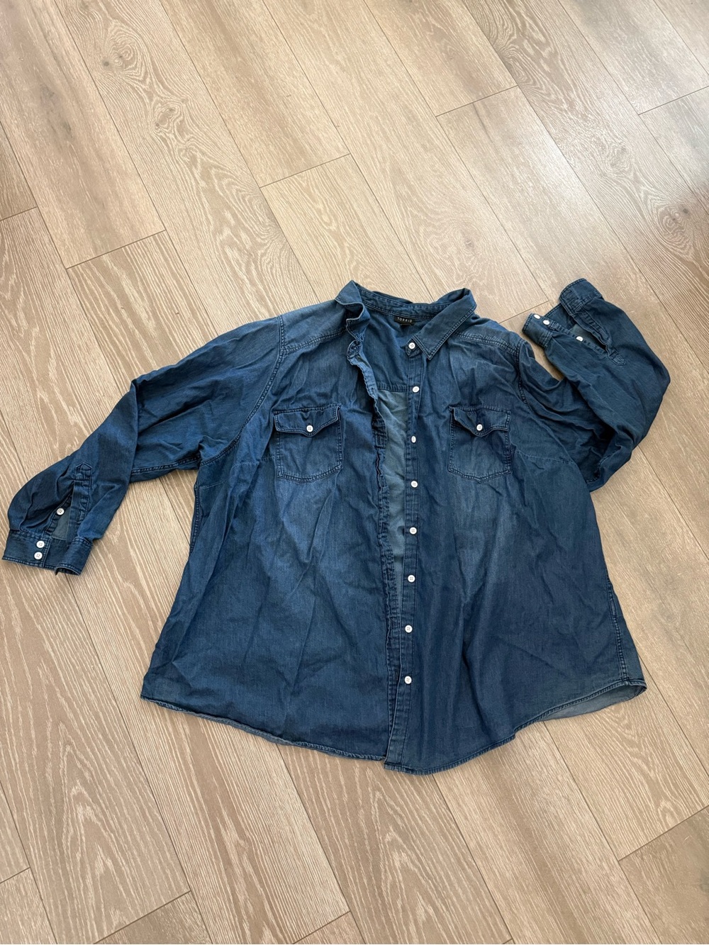 torrid 5X Indigo Blue Denim Button-Down Shirt